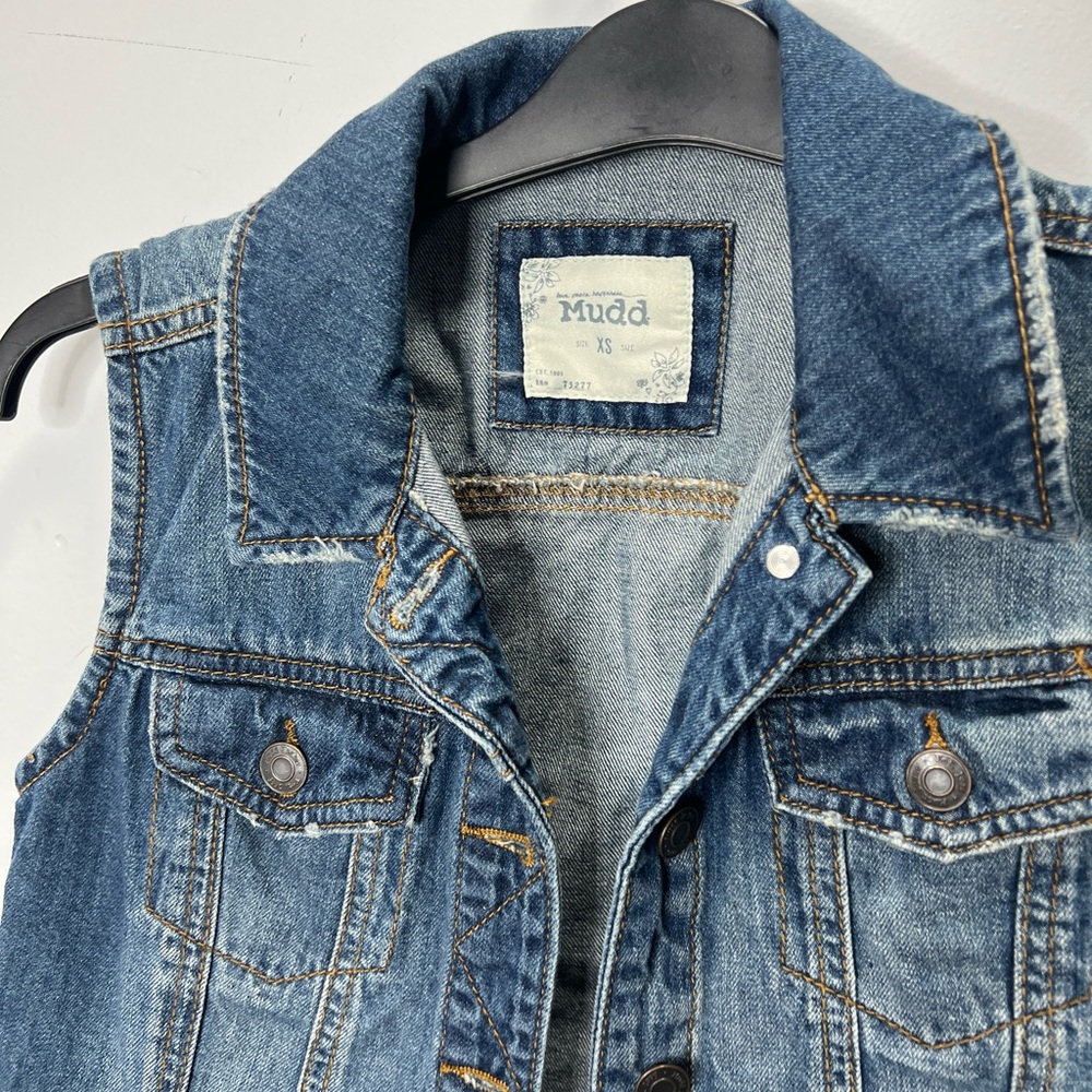 Mudd blue denim vest with pockets and raw hem - Picture 2 of 4
